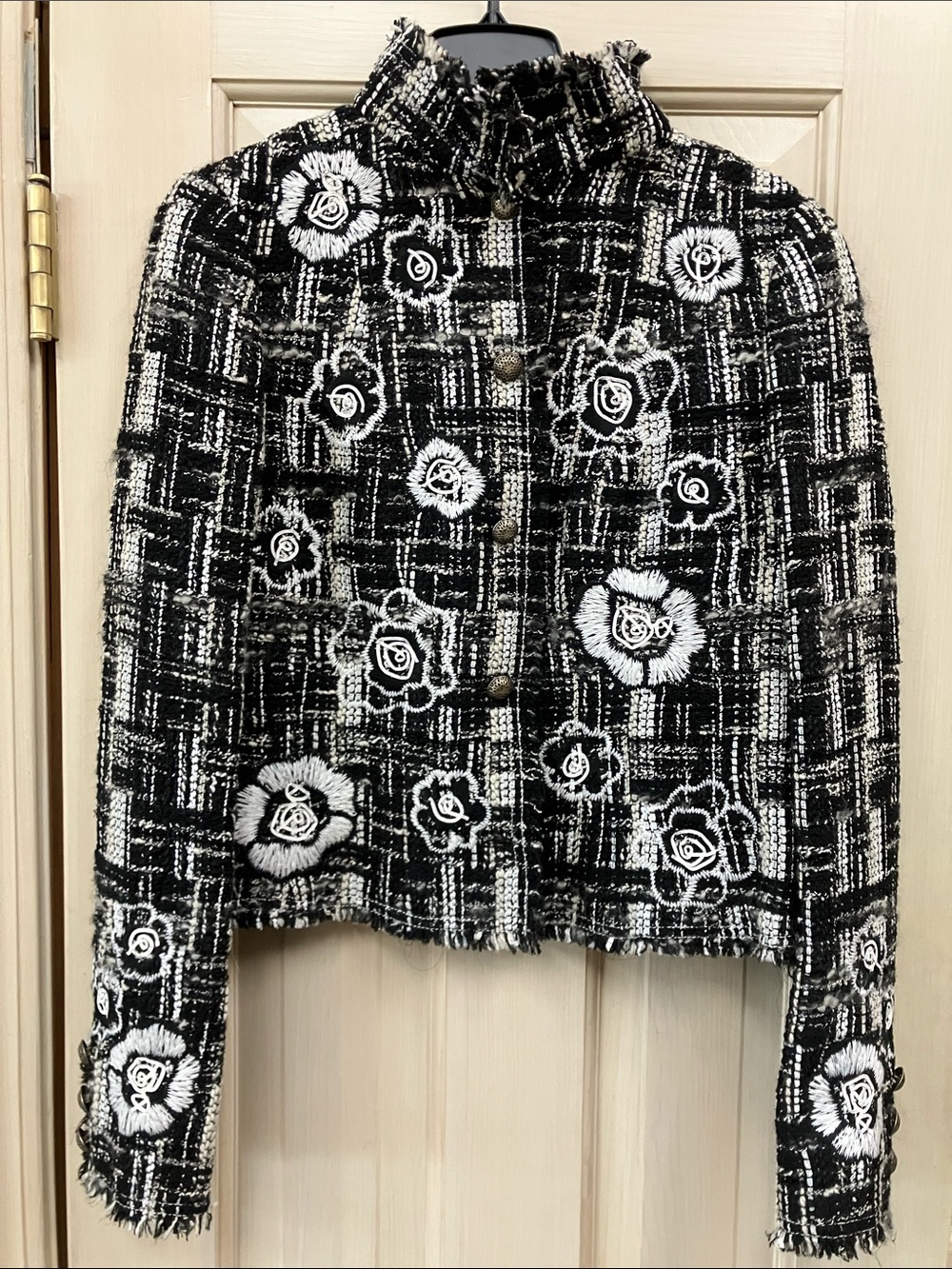 Carlisle Black and White Floral Tweed Jacket